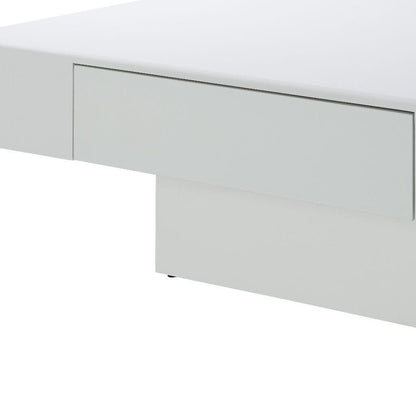 43" White Wood Square Pedestal Coffee Table With Drawer HomeRoots