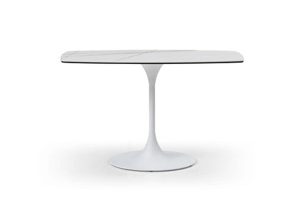 47" White Ceramic Faux Marble Glass And Steel Pedestal Console Table HomeRoots