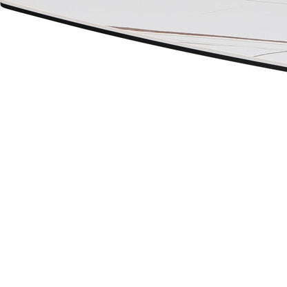 47" White Ceramic Faux Marble Glass And Steel Pedestal Console Table HomeRoots
