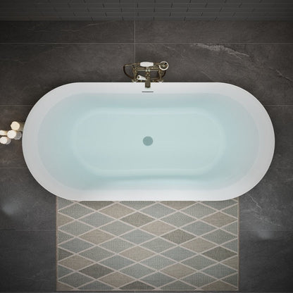 59" White Acrylic Oval Bath Tub