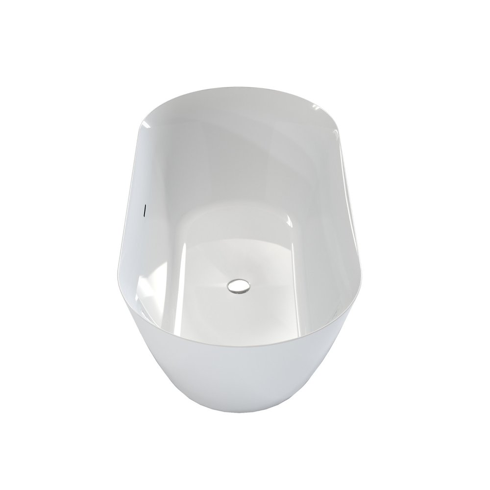 59" White Acrylic Oval Bath Tub — view 3