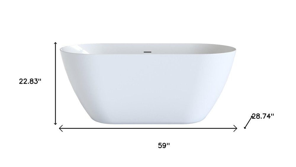 59" White Acrylic Oval Bath Tub — view 6