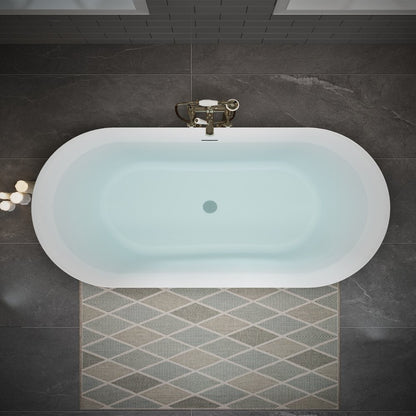 63" White Acrylic Oval Bath Tub