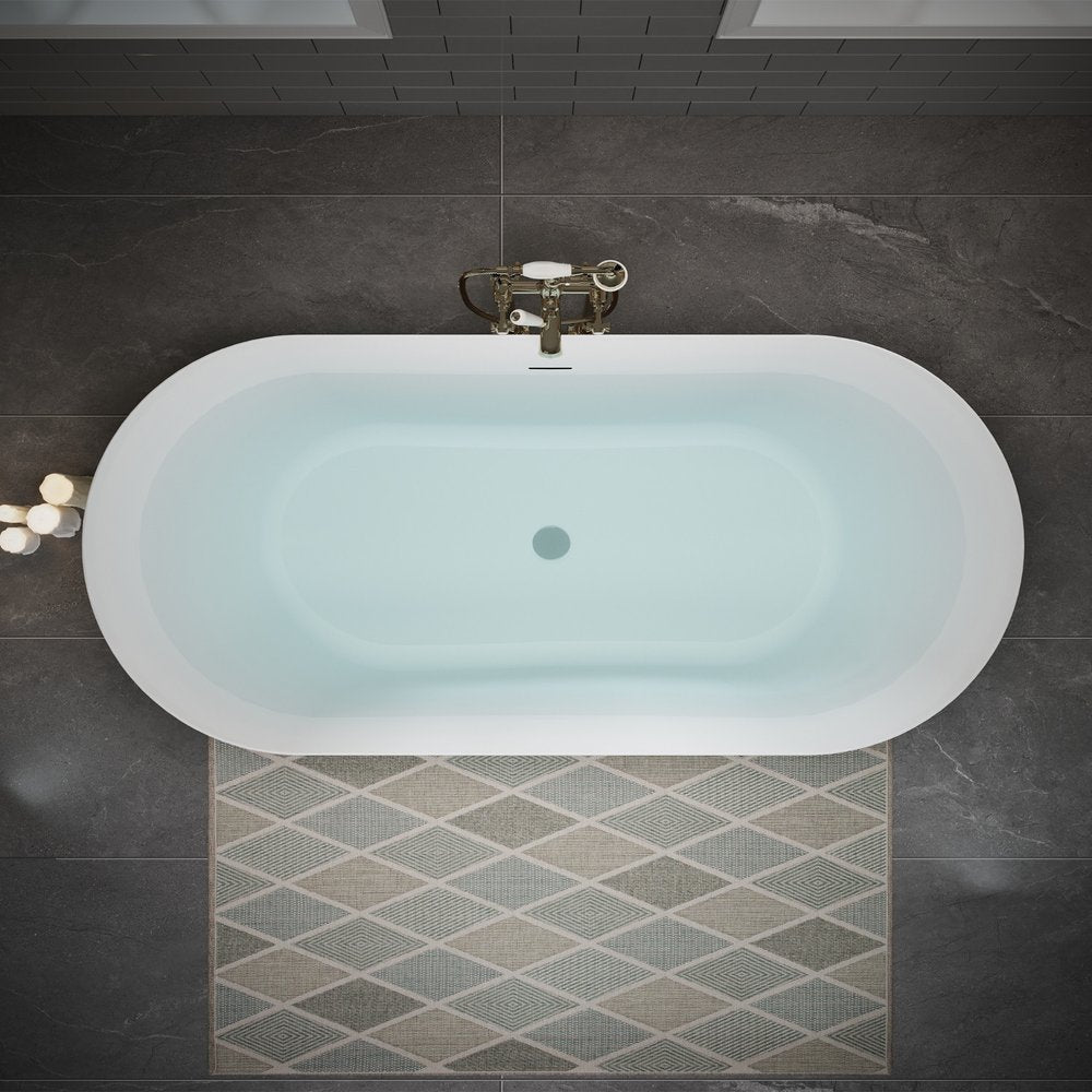 63" White Acrylic Oval Bath Tub HomeRoots