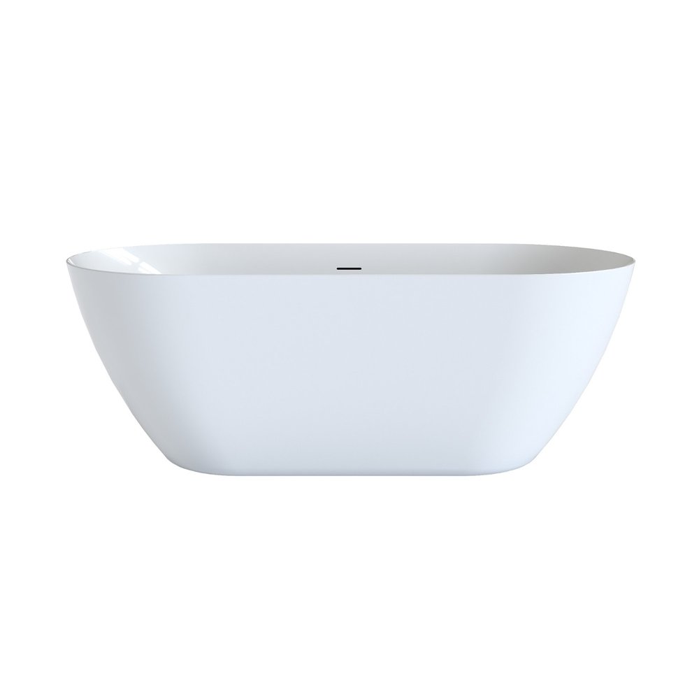 63" White Acrylic Oval Bath Tub — view 2