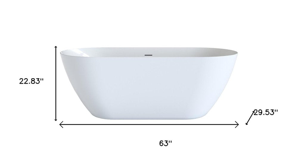 63" White Acrylic Oval Bath Tub HomeRoots
