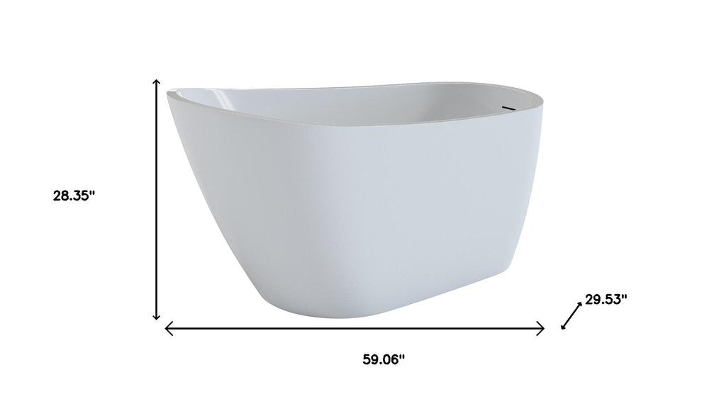 59" White Acrylic Oval Bath Tub — view 4