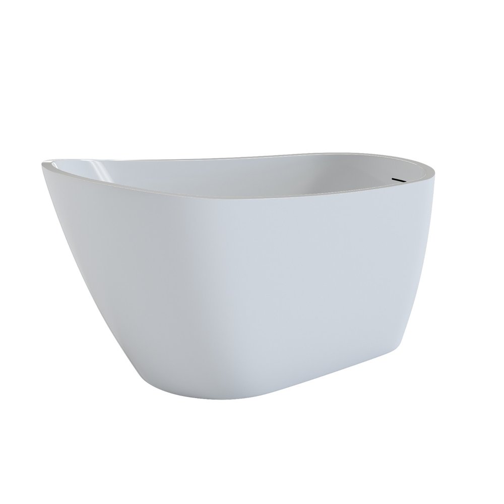 59" White Acrylic Oval Bath Tub — view 1