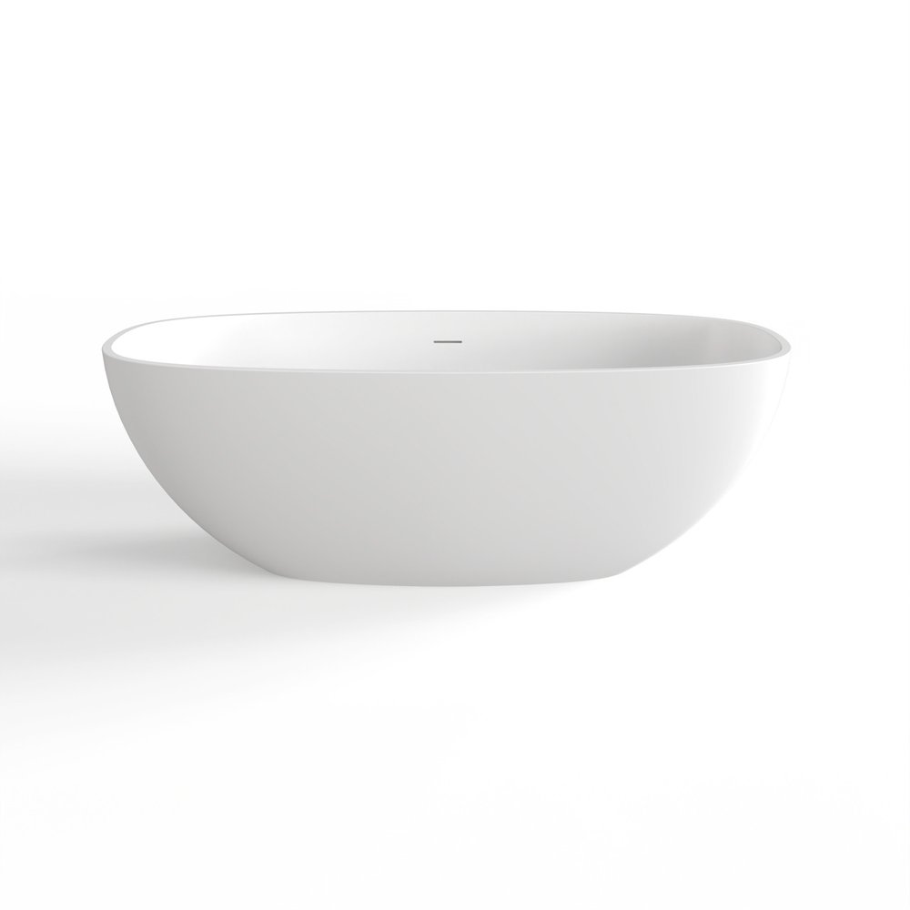 67" White Acrylic Oval Bath Tub — view 1