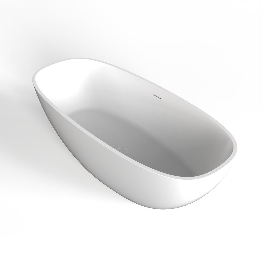 67" White Acrylic Oval Bath Tub — view 2
