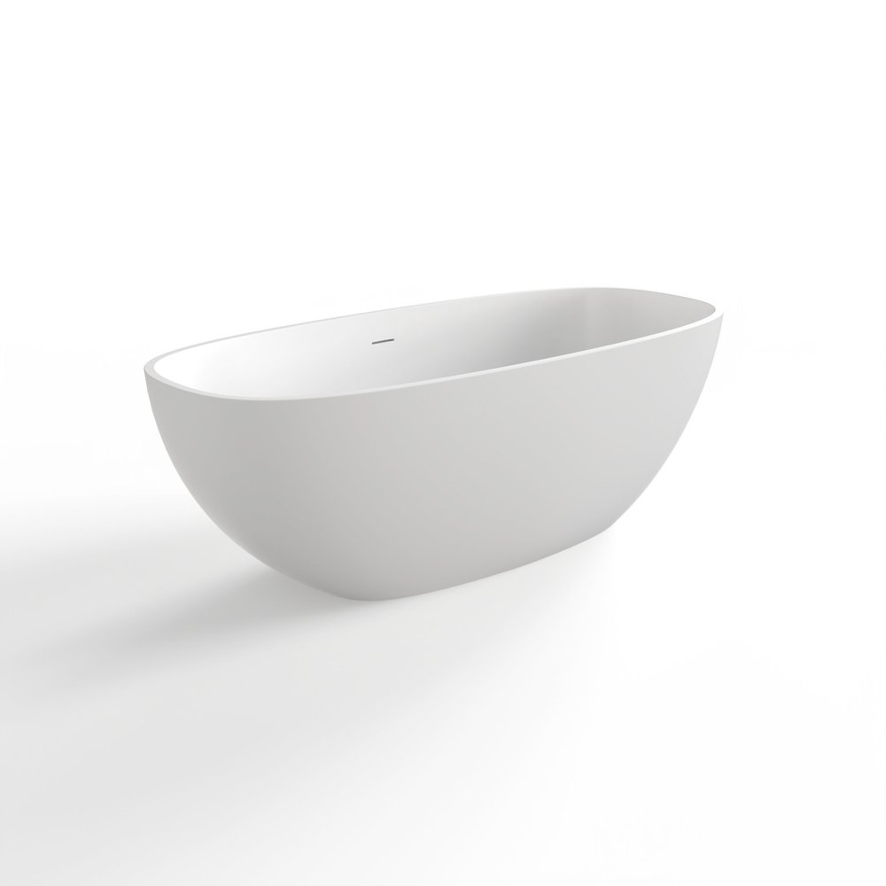 67" White Acrylic Oval Bath Tub — view 3