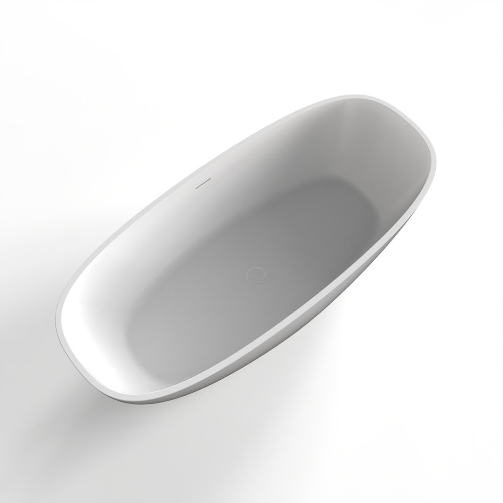 67" White Acrylic Oval Bath Tub — view 4
