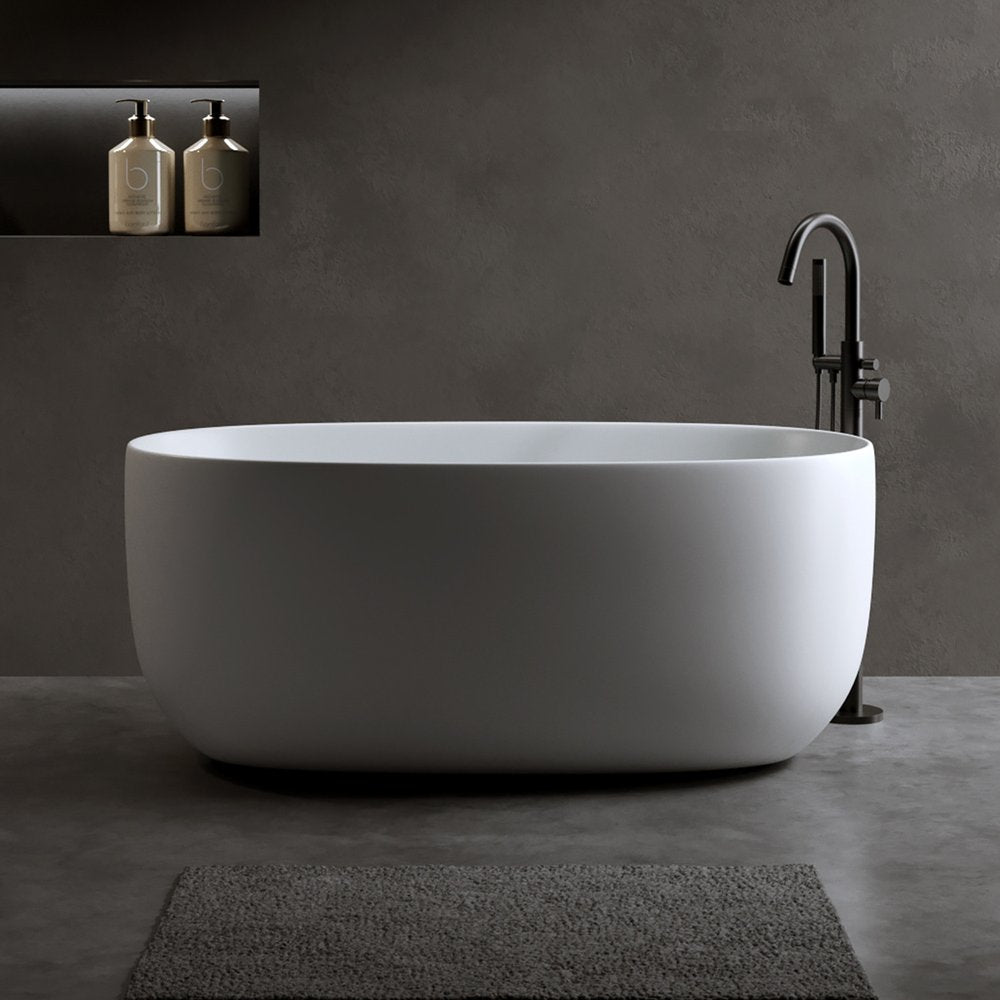47" White Acrylic Oval Bath Tub — view 1