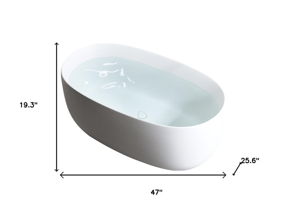 47" White Acrylic Oval Bath Tub — view 9