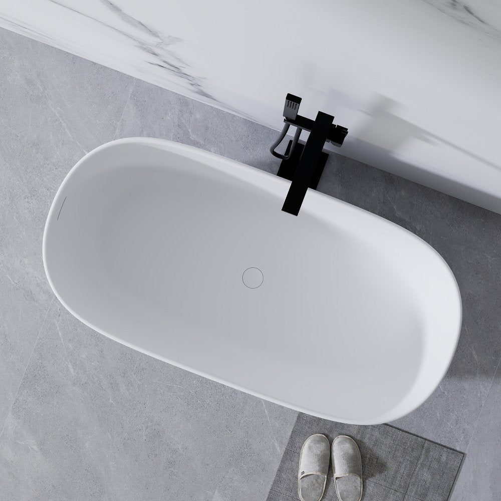 51" White Acrylic Oval Bath Tub — view 1
