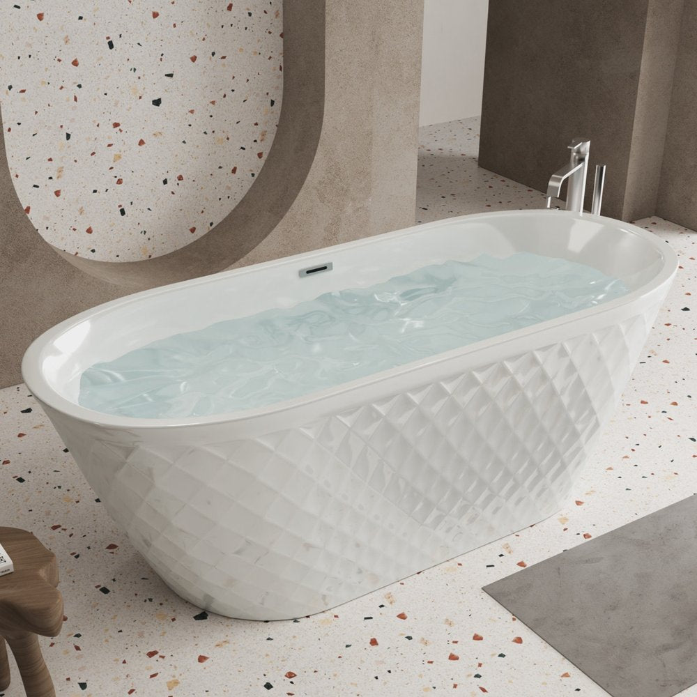 59" White Acrylic Oval Bath Tub HomeRoots