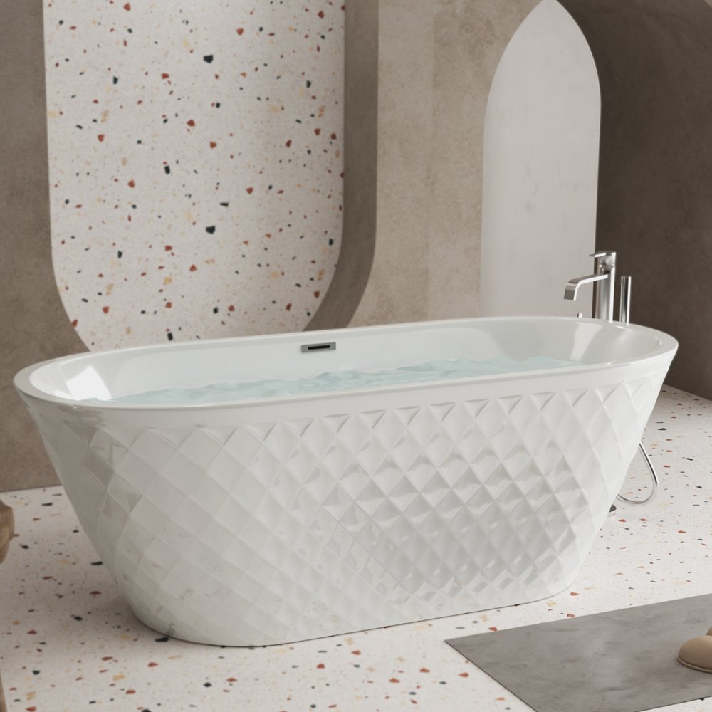59" White Acrylic Oval Bath Tub HomeRoots