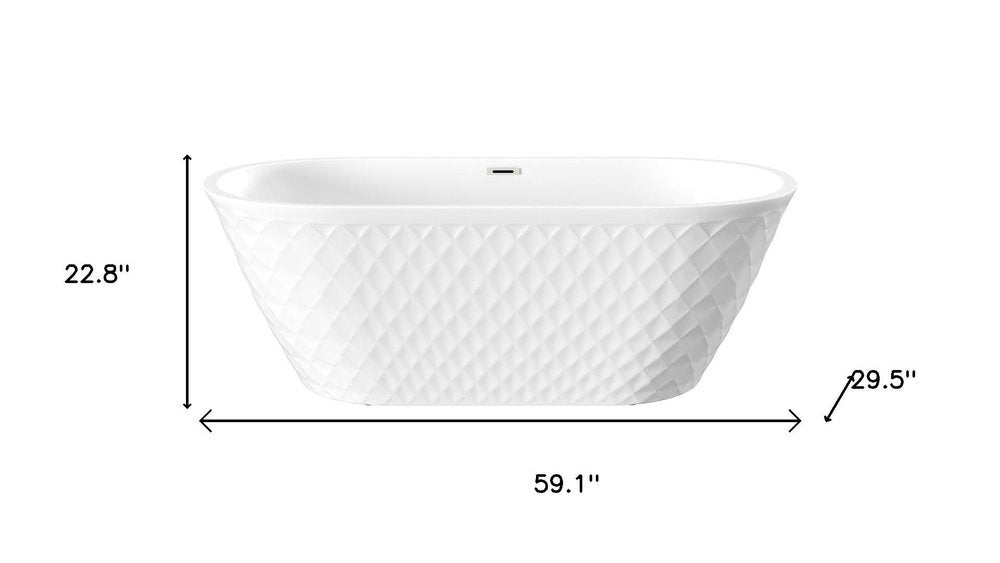 59" White Acrylic Oval Bath Tub HomeRoots