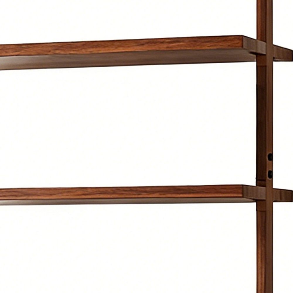 71" Light Brown Wood Adjustable Five Tier Etagere Bookcase HomeRoots