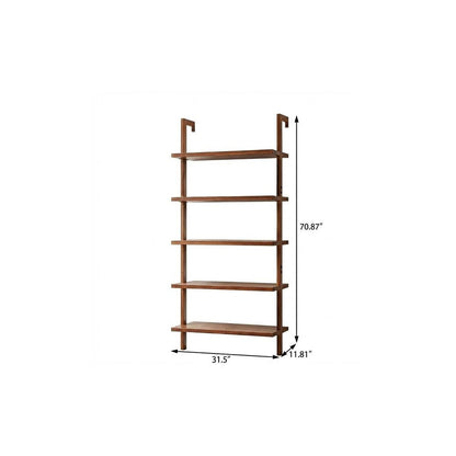 71" Light Brown Wood Adjustable Five Tier Etagere Bookcase HomeRoots