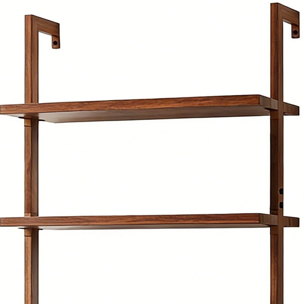 71" Light Brown Wood Adjustable Five Tier Etagere Bookcase HomeRoots