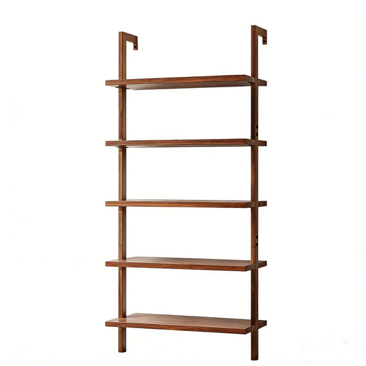 71" Light Brown Wood Adjustable Five Tier Etagere Bookcase HomeRoots