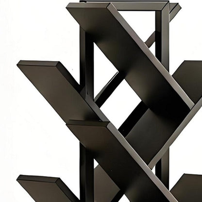 48" Black Wood Sixteen Tier Etagere Bookcase HomeRoots