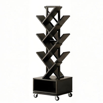 48" Black Wood Sixteen Tier Etagere Bookcase HomeRoots