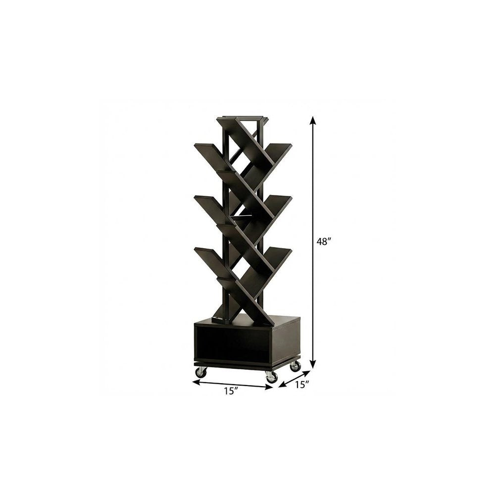 48" Black Wood Sixteen Tier Etagere Bookcase HomeRoots