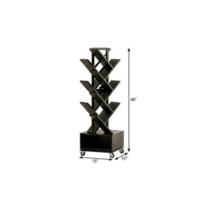 48" Black Wood Sixteen Tier Etagere Bookcase HomeRoots