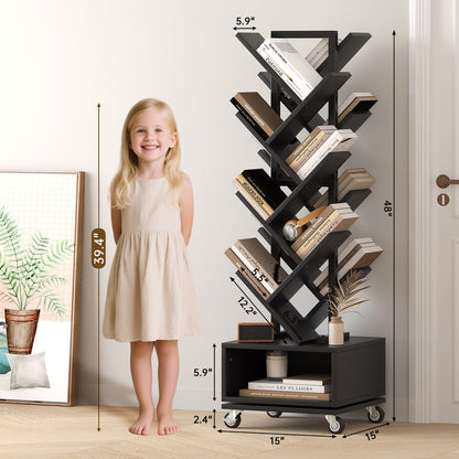 48" Black Wood Sixteen Tier Etagere Bookcase HomeRoots