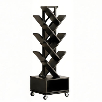 48" Black Wood Sixteen Tier Etagere Bookcase HomeRoots