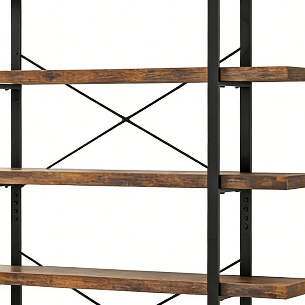 80" Brown Wood Six Tier Etagere Bookcase HomeRoots