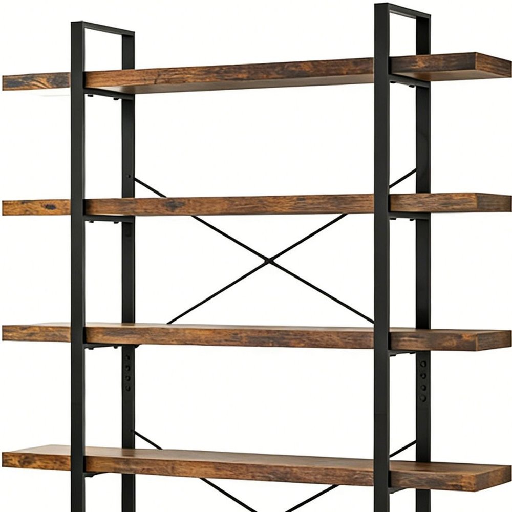 80" Brown Wood Six Tier Etagere Bookcase HomeRoots