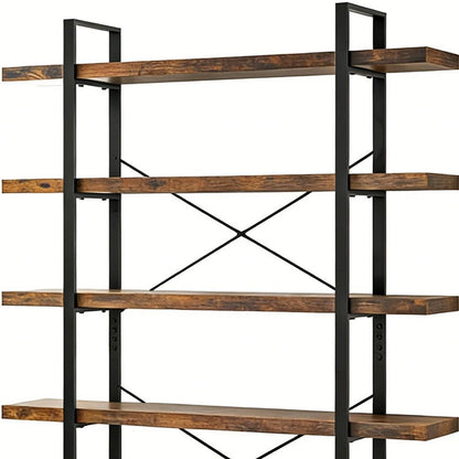 80" Brown Wood Six Tier Etagere Bookcase HomeRoots