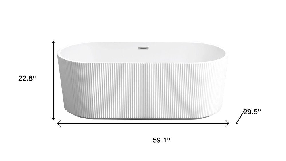 59" White Acrylic Oval Bath Tub — view 5