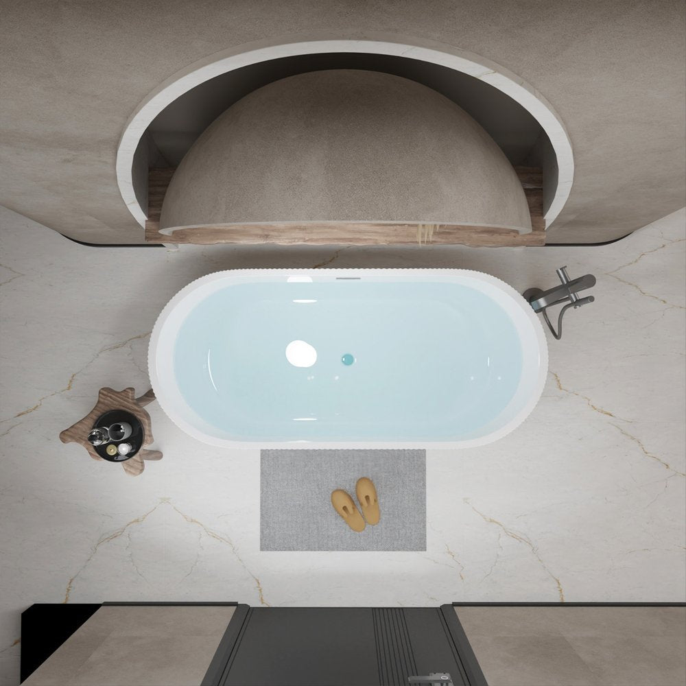 59" White Acrylic Oval Bath Tub HomeRoots