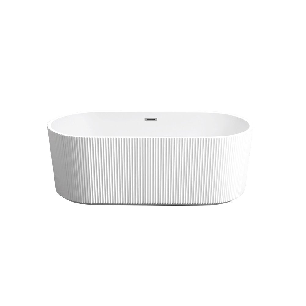 59" White Acrylic Oval Bath Tub — view 2