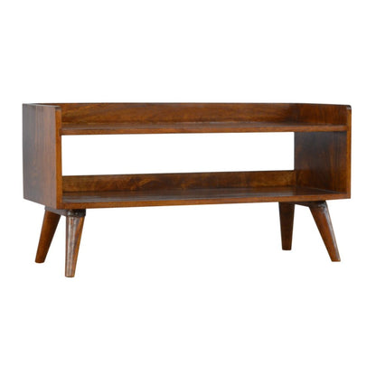 35" Chestnut Solid Wood Storage Bench With Shoe Storage HomeRoots