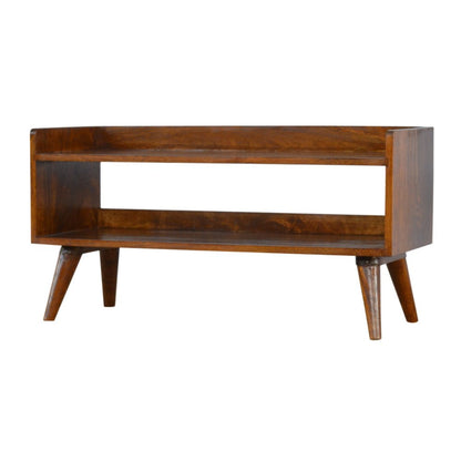 35" Chestnut Solid Wood Storage Bench With Shoe Storage HomeRoots