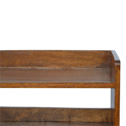 35" Chestnut Wood And Solid Wood Storage Bench With Shoe Storage