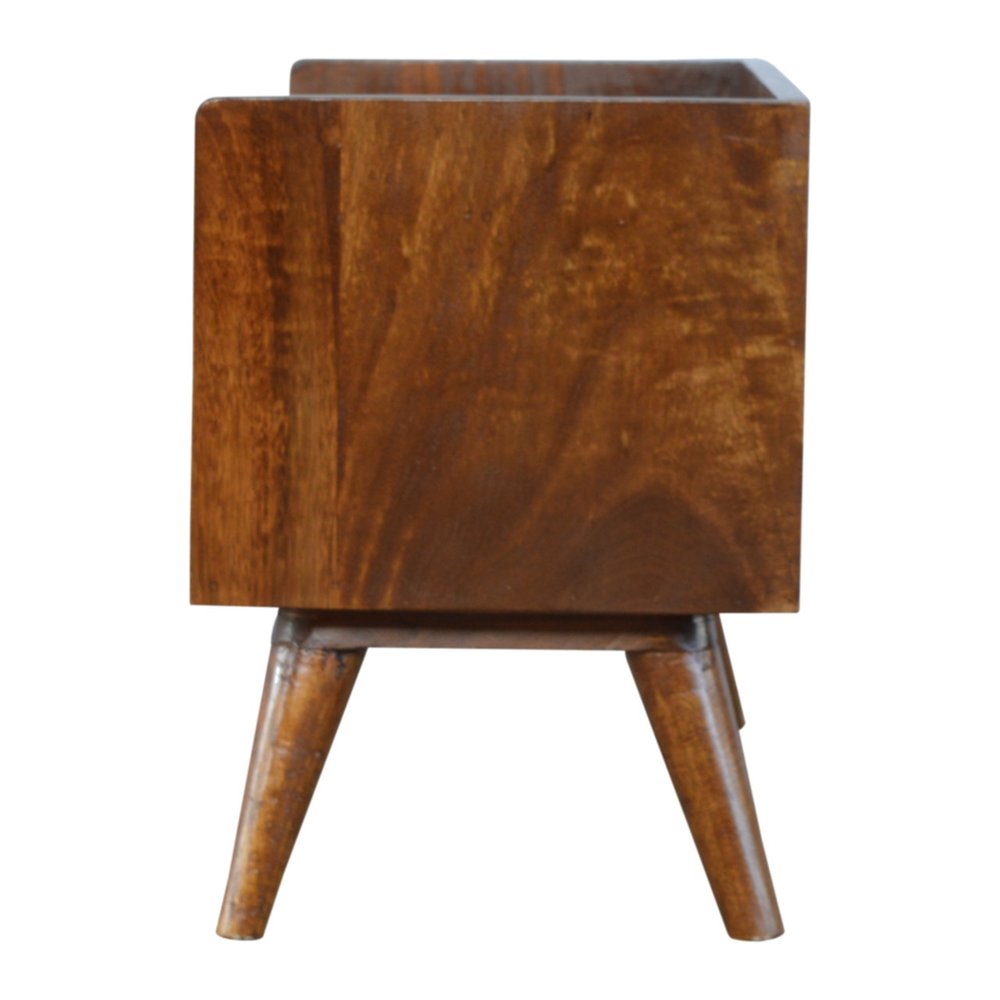 35" Chestnut Wood And Solid Wood Storage Bench With Shoe Storage — view 6
