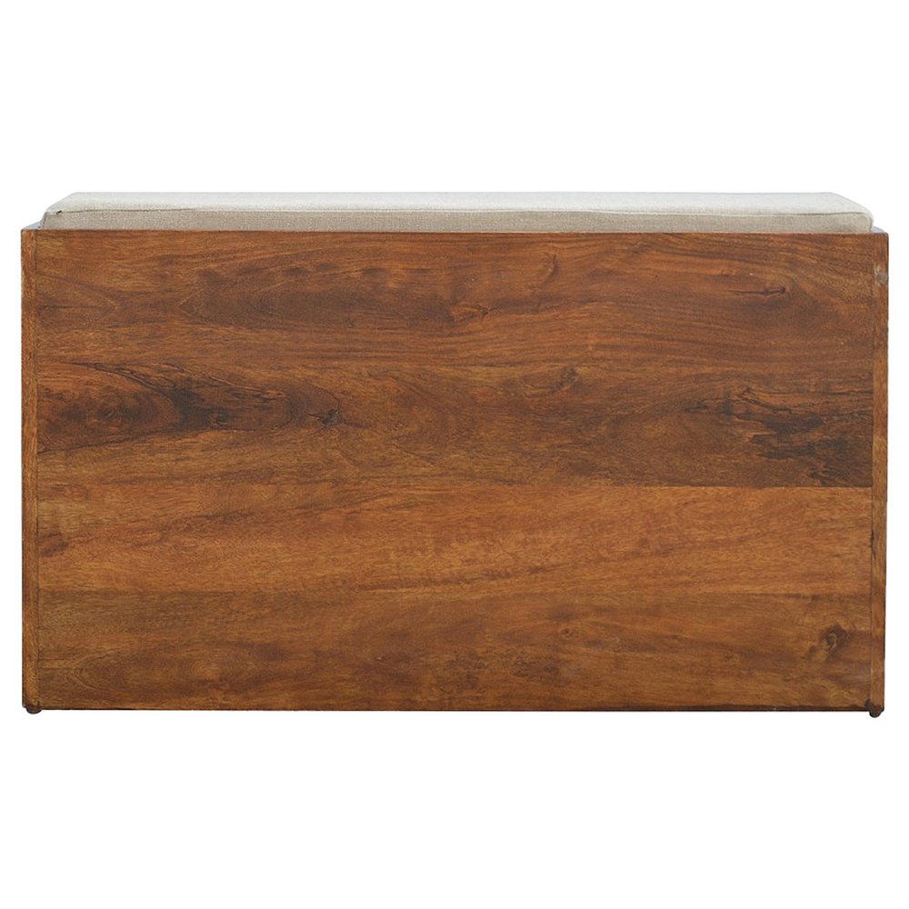 35" Brown Linen And Solid Wood Upholstered Storage Bench With Shoe Storage — view 8