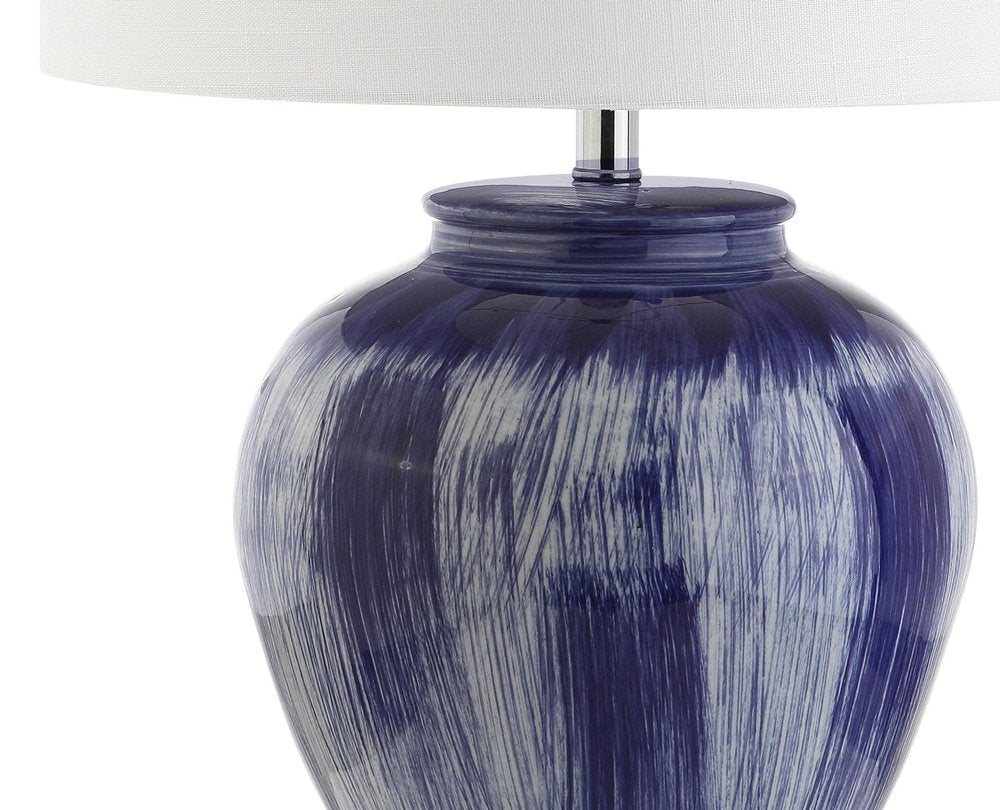 26" Blue And Clear Urn Table Lamp With Drum Shade HomeRoots