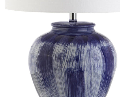 26" Blue And Clear Urn Table Lamp With Drum Shade HomeRoots
