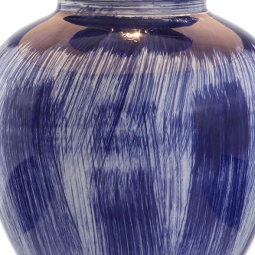 26" Blue And Clear Urn Table Lamp With Drum Shade HomeRoots