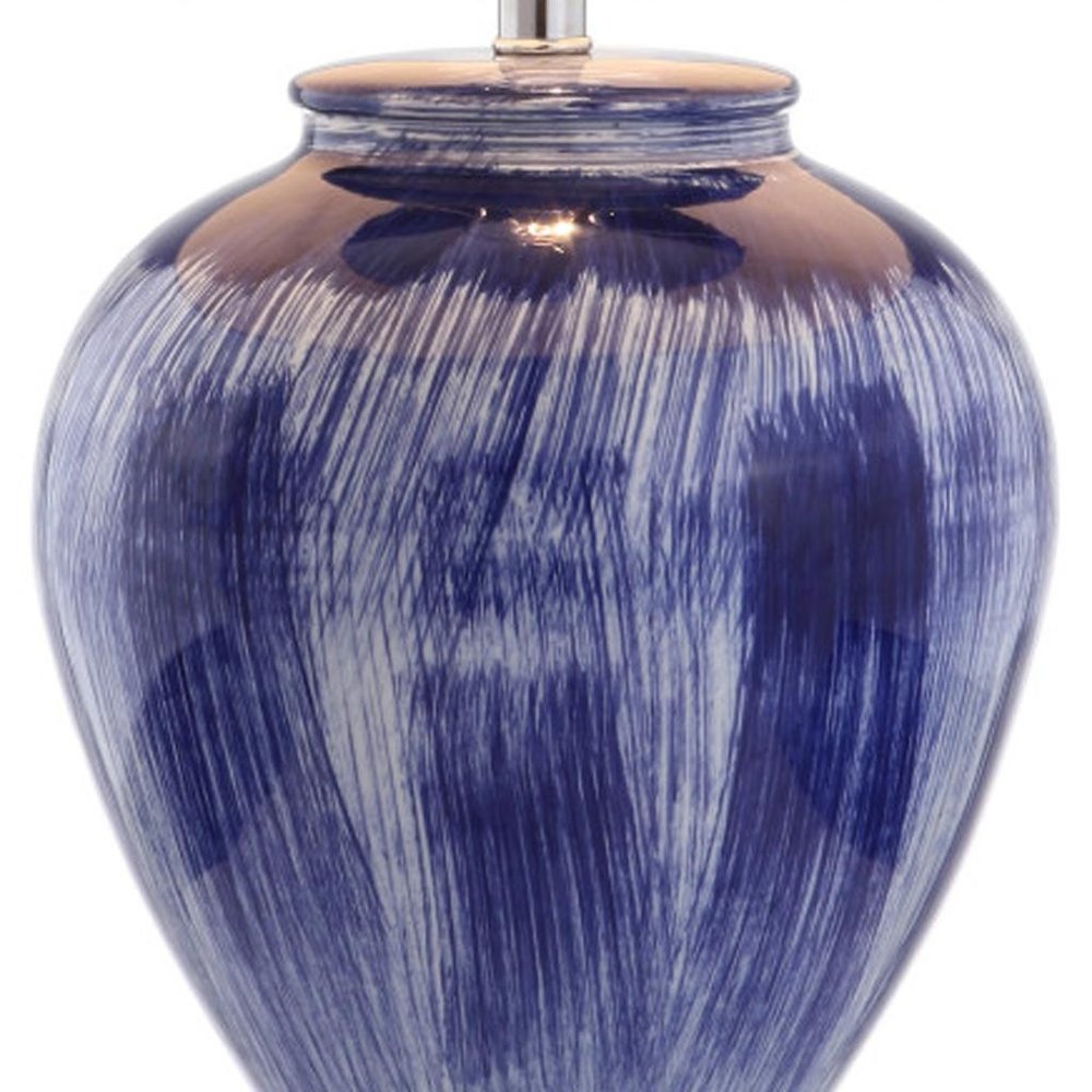 26" Blue And Clear Urn Table Lamp With Drum Shade HomeRoots