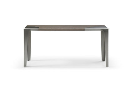 63" Light Gray and Nickel Wood and Stainless Steel Console Table HomeRoots