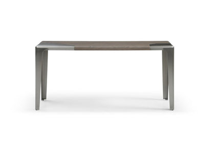 63" Light Gray and Nickel Wood and Stainless Steel Console Table HomeRoots
