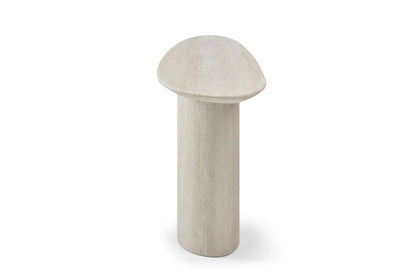 71" Beige Genuine Marble Oval Pedestal Console Table HomeRoots